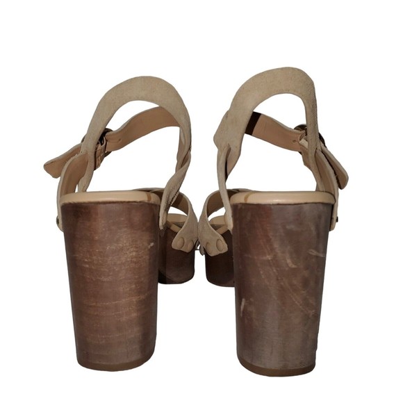 Sam Edelman Women’s Josefine Suede Tan Sandals Wooden Heel Size 6.5M - Picture 3 of 14